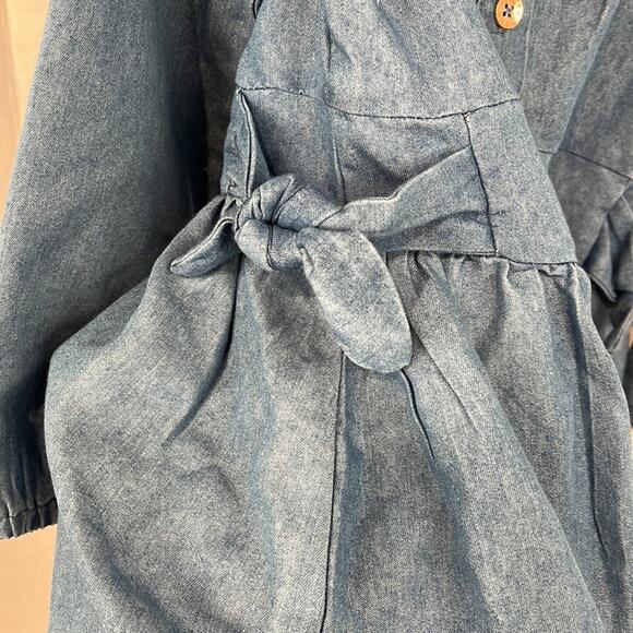 Vince Camuto Blue Chambray Girls 3T Dress Long Sleeve Embroidered Button Up - Picture 3 of 7